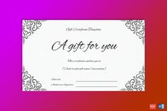 a certificate is shown with the word's name in black on a purple and red background