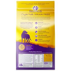 the back side of a bag of grain free dog food