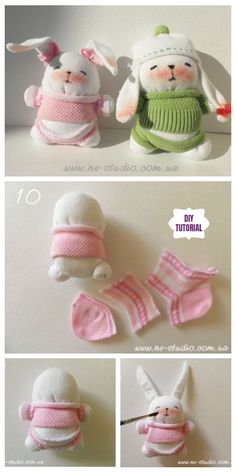 the instructions for how to make an adorable bunny hat, mittens and booties