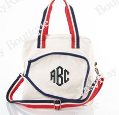 High Quality Monogrammed Tennis Tote Bag-  All of the shop item is personalized with beautiful embroidery thread. Play your game in style! Racket sport that anyone can play, crafted with heavy weight canvas, nylon inner linning and adjustable straps. ＊＊＊Placing a Order＊＊＊ Please Copy and Paste in "Notes To Seller": 1. Font Style  2. Thread Color 3. Initials or Name Font Samples and Threads swatch are listed on the photo section. Traditional Women's and Couple's monogram is First/LAST/Middle  (Example: ''Emma Marie Bates'' eBm) Traditional Men's Monogram is First/Middle/Last (Example:'' Preston Logan Bates '' PLB) ＊＊＊＊＊＊＊＊＊＊＊＊＊＊＊＊ Detail of the pickleball bag 13" H X 14" W X 6" D 2.00 lbs 18 oz Canvas Zip closure and adjustable crossbody strap Wipeable lined interior with zip pocket Spot cl White Rectangular Shoulder Bag With Embroidered Logo, White Travel Bag With Embroidered Logo, White School Bags With Letter Embroidery, Sporty Travel Bag With Embroidered Logo, Rectangular Canvas Bag With Embroidered Logo For Travel, Rectangular Travel Canvas Bag With Embroidered Logo, Sporty Rectangular Canvas Bag For School, Sporty Rectangular Canvas School Bag, Monogram Rectangular School Bag