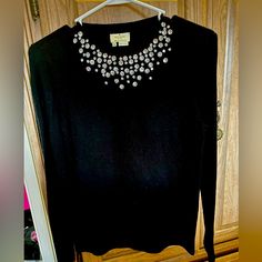 Nwot Kate Spade Embellished Black Sweater. Very Classy And Better In Person. Sweater Diy, Embellished Sweatshirts, Classy And Elegant, Elegant Color, Black Sweater, Black Sweaters, Sneakers Fashion, Sewing Patterns, Kate Spade