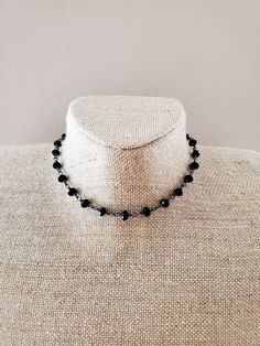 Simple Black Crystal Choker, Perfect for layering! 🖤⚡ *Gunmetal Plated Chain *Single Layer *Faux Crystal Beads Cute Organza Bag Included *While Supplies Last* Diy Choker, Crystal Choker Necklace, Handmade Jewelry Necklace, Black Bead Necklace, Funky Jewelry, Crystal Choker, Necklace Crystal, Crystal Chain, Black Necklace