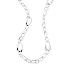 Classic and timeless, this Cherish chain necklace from the IPPOLITA Silver Classico collection will add a sculptural element to your everyday look. Crafted in sterling silver, this chain necklace features wavy, organically-shaped links that exude an understated, airy style that looks perfect when worn alone or layered with other necklace styles for an on-trend look. This necklace is 41.5 inches in length and boasts an 18k yellow gold IPPOLITA signature logo accent. IPPOLITA Style #: SN006 Ippolita Jewelry, Silver Link Necklace, Sterling Silver Chain Necklace, Long Chain Necklace, Rock Candy, Quartz Necklace, Silver Chain Necklace, Chain Link Necklace, Link Necklace