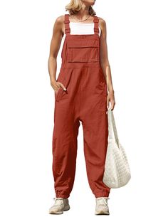 PRICES MAY VARY. Size Guide: S=US 4-6, M=US 8-10, L=US 12-14, XL=US 16-18. This womens overalls is made of lightweight and breathable fabric, casual and comfort. Please note that the fabric has no stretch. This overalls jumpsuit features adjustable shoulder straps with button closure, a sleeveless and backless design, square neckline, solid color, and elastic band at the pant ankles, along with two convenient side pockets. Its relaxed, loose fit makes it versatile and stylish for a variety of oc Cheap Multicolor Casual Jumpsuits And Rompers, Cheap Casual One-piece Jumpsuits And Rompers, Cheap Cotton Plain Color Jumpsuits And Rompers, Cheap Trendy Overall Jumpsuits And Rompers, Cheap Stretch Jumpsuits And Rompers For Loungewear, Cheap Relaxed Fit Overalls And Jumpsuits, Cheap Relaxed Fit Overalls And Rompers, Cheap Baggy Casual Jumpsuits And Rompers, Cheap Fitted Jumpsuits And Rompers With Adjustable Straps