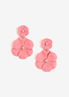 Your style is in full bloom when you put on these flower earrings, boasting bold unapologetic beauty. 3d Flower Shaped Earrings, Pink Dangle Earrings, Flower Drop Earrings, Earrings Cute, Salmon Color, Ashley Stewart, In Full Bloom, Earrings Long, Floral Earrings