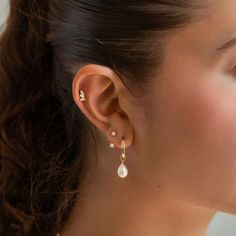 Stylishly cool earring jackets are crafted with two 3mm Freshwater Pearls| Lead and Nickel free.Sold as a PAIR Gold Vermeil (Thick layer of Gold plated over Sterling Silver) Pearl Size 3mm(0.12in) Adjustable, fits 6-11mm(0.25x0.4in) Push butterfly back closure #E175-GPL Wedding Earrings Hair Down, Bridal Earrings Multiple Piercings, Elegant Hypoallergenic Teardrop Piercings, Elegant Hypoallergenic Huggie Ear Climbers, Ear Piercings Wedding, Elegant Dangle Ear Wire Piercing, Elegant Dangle Ear Wire Piercings, Elegant Everyday Ear Cuff, Formal Pearl Earrings