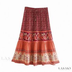 Lasaky - Luxurious Waistband Half-Figure Wrap Dress Simple Tank Tops, Holiday Skirts, Harvest Gold, Estilo Hippie, Boho Skirt, Beach Skirt, Skirt For Women, Paisley Floral, Bohemian Floral