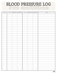 a blood pressure log is shown in this image