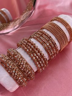 Create new unique mini or mid bangle sets for every occasion with our individual and statement pieces! Colour Collection includes 4 x Rose gold bangles 8 x Ridges rose gold bangles 4 x Rhinestone silver bangles 4 x High edge rhinestone bangles 2 x Thick kada rhienstone bangles  Also available in Gold and Silver ! Ready to ship 📦 (Roll not included) Rose Gold Bangles, Colour Collection, Rose Gold Bangle, Wedding Jewelry Earrings, Bangle Set, Color Collection, Silver Bangles, Gold Bangles, Wedding Earrings