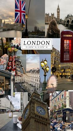 a collage of photos with the words london written in english and pictures of big ben