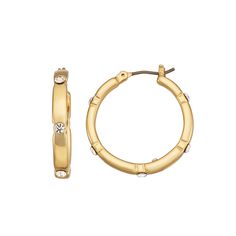 Add sparkle and shine with these lovely Nine West Gold Tone Hoop Earrings. Add sparkle and shine with these lovely Nine West Gold Tone Hoop Earrings. EARRING DETAILS Diameter: 0.98 in. Backings: click-it Metal: alloy Plating: gold tone Finish: polished Material: glass Additional details: nickel safe Not appropriate for children 14 years old and younger. Size: One Size. Gender: female. Age Group: adult. Sparkle And Shine, Nine West, Gender Female, Age Group, Gold Bracelet, Gold Tones, Hoop Earrings, Sparkle, Plating