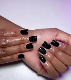 Plain Black Nails, Plain Black, Toe Designs, Black Nails, Simple Nails, Acrylic Nails, Nails, Black