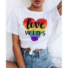 Love Tshirts | Fashionsarah.com | P1210H |  | #description# Cheap Multicolor Fun T-shirt, Cheap Multicolor T-shirt With Front Print, Cheap Multicolor Custom Print T-shirt, Cheap Multicolor T-shirt With Text Print, Gay Pride Rainbow Flag, Lgbt T Shirts, Rainbow Flag Pride, Pride Tees, Love Wins