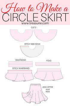 the instructions for how to make a circle skirt