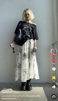 Mesh Long Skirt Outfit, Pattern On Pattern Outfit, Metal Core Outfit, Fairy Fashion Aesthetic, Transfemme Fashion, Whimsigoth Outfits Casual, Fae Style, Hardcore Aesthetic, Whimsigoth Summer