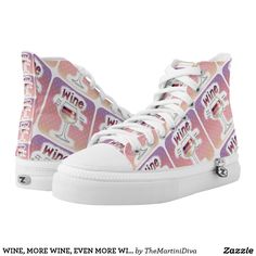 WINE, MORE WINE, EVEN MORE WINE High-Top SNEAKERS Fancy Party, Stemware, Wine Tasting, Converse High Top Sneaker, Converse Chuck Taylor High Top Sneaker, Wine Glasses