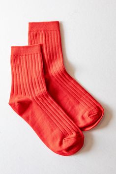 The perfect height, knit rib socks in Mercerized Combed Cotton. Materials: 80% Cotton, 18% Polyester, 2% Spandex Fitted Solid Color Ribbed Socks, Solid Ribbed Socks For Fall, Stretch Ribbed Mid-calf Socks, Comfortable Stretch Red Socks, Solid Color Mid-calf Ribbed Socks, Solid Color Ribbed Mid-calf Socks, Solid Ribbed Mid-calf Socks, Spring Ribbed Stretch Socks, Ribbed Stretch Socks For Spring