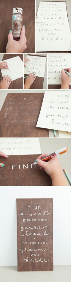 the instructions for how to make a diy wood sign