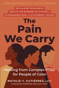 the pain we carry book cover, with three people in different colors and font on it