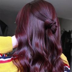 Full Burgundy Hair, Dark Cherry Brown Hair Burgundy, Single Process Hair Color Red, Dark Red Hair Ideas For Brunettes, Dark Maroon Hair Burgundy Brunettes, Mulbury Hair Color, Burgundy Medium Hair, Hair Colour Red Wine, Revlon Deep Burgundy Hair Color