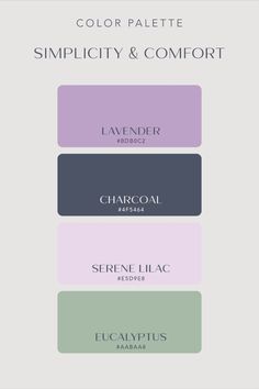 the color palette for simplicity and comfort, which includes different shades of purple