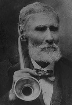 Goat Horn Ear Trumpet: W. P. Zubar with eartrumpet (c. 1900) - Credit: Library of Congress / Ear trumpets were early hearing aids. They were typically made from sheet iron, silver, wood, animal horns, & even snail shell. In 1963, the ear trumpet producer F. C. Rein & Son in London ended activity as the last company of its kind. Blood Meridian, Mad Movies, Vintage Medical, Trumpets, Hearing Loss, Medical History, Hearing Aids, Library Of Congress