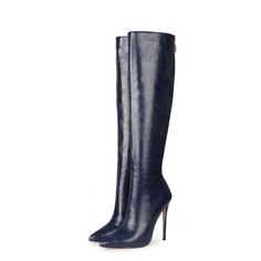 BootsFabric: Microfiber Crazy HorseInside: SingleSize: 35-47 Heel height: 10 - 12CMTube height: 45CMAnkle: 24CMCalf circumference: 34CMThigh circumference: 36CM Blue Round Toe Knee-high Boots For Winter, Blue Round Toe Workwear Boots, Blue Leather Heels For Winter, Blue Leather High Ankle Heeled Boots, Blue Workwear Boots With Round Toe, Fitted Blue Almond Toe Boots, Fitted Blue Boots With Round Toe, Blue Leather Knee-high Boots For Fall, Formal Fitted Blue Boots