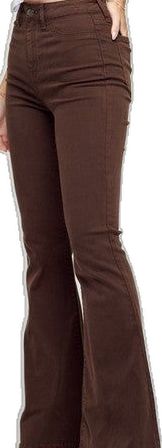 Wide Leg Brown Flare Jeans For Work, Brown Mid-rise Jeans For Work, Mid-rise Brown Jeans For Work, Brown Flare Jeans For Fall, Mid-rise Brown Flare Jeans For Fall, Casual Brown Flare Jeans, Brown Workwear Jeans For Fall, Brown Jeans For Workwear In Fall, Brown Jeans For Workwear During Fall