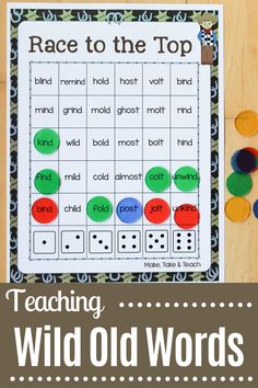 a printable race to the top game for teaching wild odd words