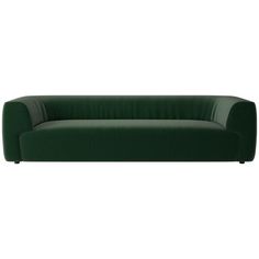 a green couch sitting on top of a white floor