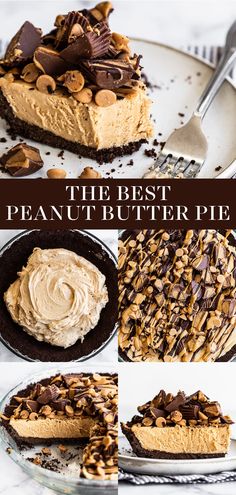 the best peanut butter pie with chocolate chips on top