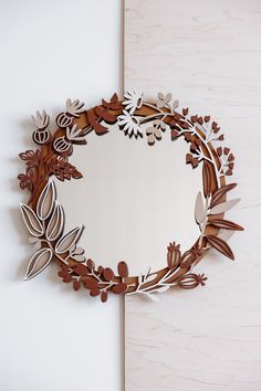 "Round Mirror Boho Mirror Wood Floral Wall Art Modern Style Small Wall Mirror Are you looking for boho-style decorations in your house? Ready to show you our new multiple-color mirror. It is a high-quality mirror for a modern boho-styled house. ☑️ The mirror is available in 5 different COLORS. You can choose the color while ordering: ∙ Light (natural wood color) ∙ Dark (painted wood in brown shades) ∙ Combination (dark brown base and light patterns) ∙ White (painted wood in white color) ∙ Multip Boho Spiegel, Laser Cut Mirror, Small Wall Mirror, Boho Mirror, Small Wall Mirrors, Color Mirror, Mural Floral, Buy Wood, Brown Shades