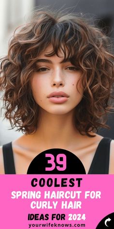 Radiant Shades for Curly Hair Curly Lob With Curtain Bangs, Short Curly Haircut With Bangs, Chin Length Curly Hair With Layers, Curly Shag Bob, Short Hair Cuts For Curly Hair, Short Curly Hair With Layers, Fine Curly Hair Cuts, Fashionable Haircuts, Medium Curly Haircuts