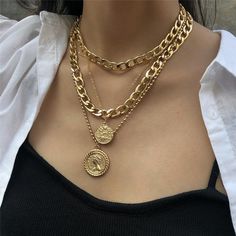 Multi-layer Coin Pendant Necklace - nightcity clothing Boho Styl, Coin Pendant Necklace, Multi Layer Necklace, Dope Jewelry, Chic Jewelry, Chunky Necklace, Coin Pendant, Jewelry Inspo