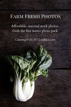 some vegetables are sitting on a table with the caption saying, farm fresh photos