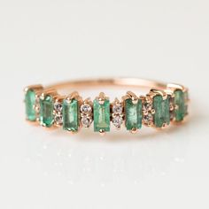 10k Rose Gold Emerald & CZ Diamond Wedding Ring 14K Solid Gold Stacking Emerald Ring Stackable Minimalist Emerald Ring Promise Gift For Mom Welcome to A1Jewells Experience stunning jewelry which compliments your style everyday, All the items in my shop are hand made items and are crafted by our Master Goldsmith in our workshop, We pay a lot of emphasis on the making of the ring and we always assure you that we will provide best quality products every time toy you, Detailed description of the pro Gold Rings With Gemstone, Emeral Ring, Emerald Ring Band, Jewelry Content, Emerald Gold Ring, Topaz Rings, Elegant Rings, Emerald Wedding Band, Emerald Band