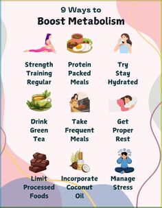 Kickstart your weight loss journey and feel more energized with these 9 simple tips to boost your metabolism! 💃 From metabolism-boosting foods to effective lifestyle changes, we've got you covered. Try incorporating these easy habits into your daily routine and say goodbye to sluggishness! 🚫 Get ready to rev up your metabolism and live a healthier, happier life! 🌈 #healthylifestyle #metabolismbooster #healthytips Vitamins That Boost Metabolism, How To Fast Your Metabolism, Ways To Speed Up Metabolism, How To Make Your Metabolism Faster, How To Improve Metabolism, How To Fix Metabolism, How To Increase Your Metabolism, How To Boost Metabolism, How To Increase Metabolism