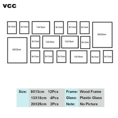 the size and width of frames on a white background with measurements for each one piece