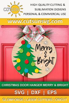 christmas door hanger merry and bright svg dxf eps clippings