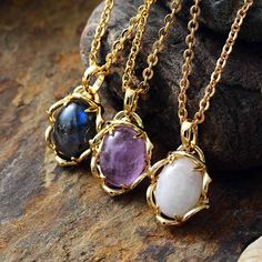 Labradorite Amethyst Moonstone Setting Jewellery Crystal, Pendant Necklace Vintage, Moonstone Pendant Necklace, Amethyst Necklace Pendant, Crystal Pendants, Gemstone Necklaces, Elegant Ladies, Heart Drop Earrings, Exclusive Jewelry