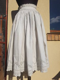 Antique Beautiful RARE handmade embroidered with lace Linen skirt, Transylvanian Hand Embroidered 100% natural linen rare skirt, Lenght 31 inch Floral Peasant Blouse, Embroidered Skirt, Scoop Neck Top, Linen Skirt, Peasant Blouse, Beautiful Skirts, Folk Costume, Floral Blouse, Embroidered Blouse