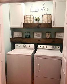 a washer and dryer in a small room