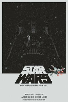 the poster for star wars is shown in black and white