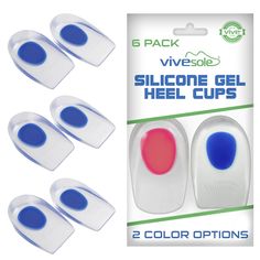 PRICES MAY VARY. SUPPORTIVE HEEL PAIN RELIEF: Providing soothing support for the heel and ankle, the VIveSole gel heel cups effectively reduce foot pain caused by heel spurs, bone spurs tendonitis and plantar fasciitis. Perfect for those on their feet all day, the heel cups elevate the heel to minimize fatigue in the feet, legs and back. INCLUDES THREE PAIRS: This set includes three pairs of comfortable gel heel cups that can be worn in most shoe styles, including athletic shoes, dress shoes and Sore Heels, Achilles Pain, Heel Pain Relief, Reduce Tension, Shoe Inserts, Heel Pain, Silicone Gel, Pressure Points, Foot Pain