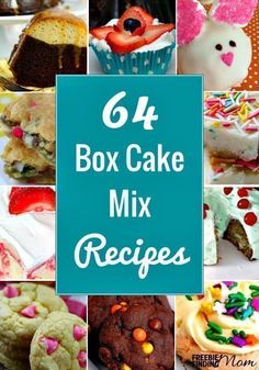 a collage of cakes and cupcakes with the words 6 box cake mix recipes