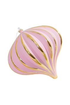 a pink and gold ornament on a white background