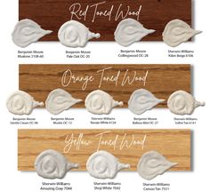 the different types of creams on wood