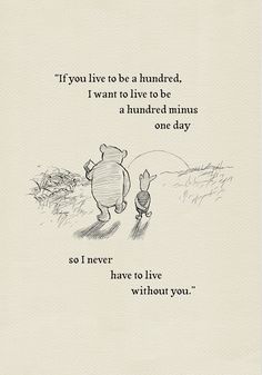 winnie the pooh and piglet quote on white paper with hand drawn illustration in black ink