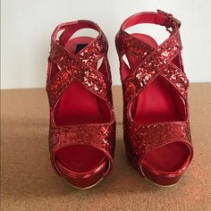 Fredericks Of Hollywood Discontinued - Jumbo Red Glitter Sandals Red Glitter Heels, Pin Up Outfits, Glitter Sandals, Glitter Heels, Fredericks Of Hollywood, Red Glitter, Shoes Women Heels, Pin Up, Shoes Heels