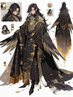 an anime character dressed in black and gold